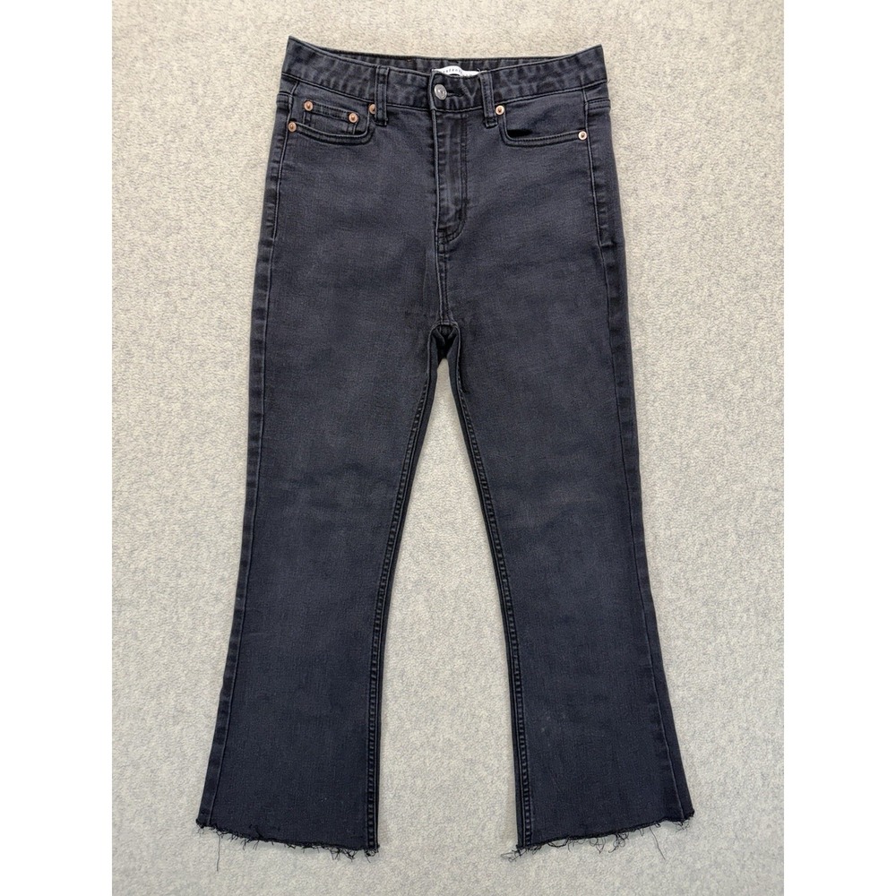 Instant‎ Funk Jeans Womens Size 2 Gray High Rise Raw Hem Flare Stretch Denim